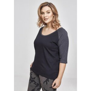 Women's 3/4 contrast raglan t-shirt black/charcoal