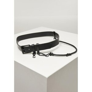 Imitation leather strap with key chain, black