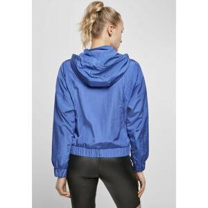 Ladies Oversized Shiny Crinkle Nylon Jacket Sporty Blue