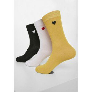 Heart Socks 3-Pack Black/white/yellow