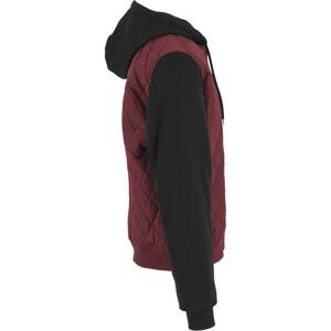 Hooded Diamond Quilt Nylon Jacket burgundy/black