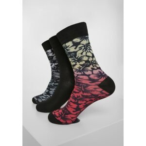 Flower Socks 3-Pack Black/grey/red