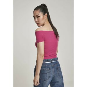 Ladies Off Shoulder Rib Tee brightviolet