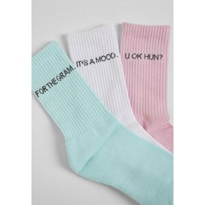 Wording Socks 3-Pack Mint/rose/white