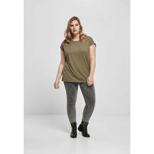 Women's Organic Olive T-Shirt with Extended Shoulder