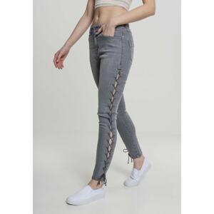 Women's denim pants Lace Up Skinny - grey