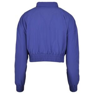 Women's jacket with cropped crinkle nylon, blue-purple