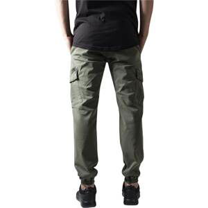 Washed Cargo Twill Jogging Pants Olive