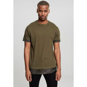 Long Shaped Camo Inset Tee olive/dark camo