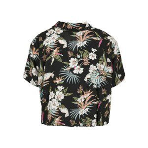 Ladies Viscose Resort Shirt  Black Tropical