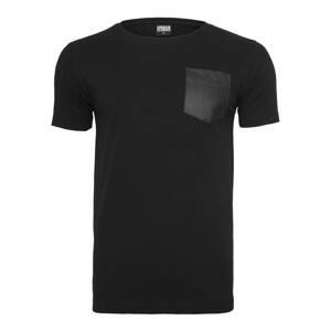 Pocket T-shirt made of blk/blk synthetic leather