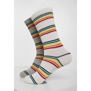 Rainbow Stripes Socks 2-Pack Grey/white