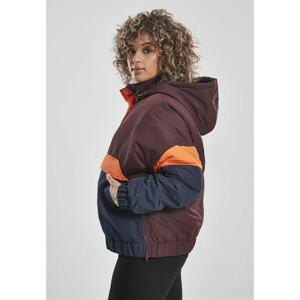 Ladies 3-Tone Neon Mix Pull Over Jacket Redwine/midnightnavy