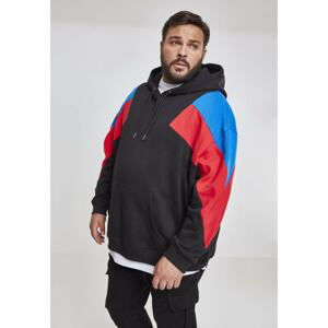 Oversize 3-Tone Hoody blk/brightblue/firered