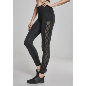 Women's leggings with mesh ribbon black