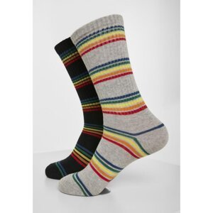 Rainbow Stripes Socks 2-Pack Black/grey