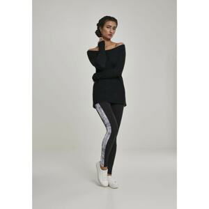 Women's leggings with striped blk/snake pattern