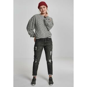 Ladies Oversize Stripe Pullover black/white