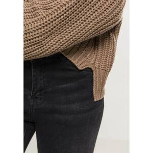 Women's wide oversize sweater in dark brown color