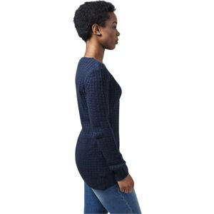 Women's sweater with a long wide neckline in a navy design