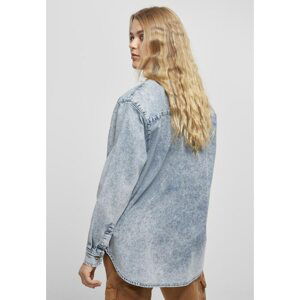 Ladies Denim Oversized Shirt Light Skyblue Acid Washed