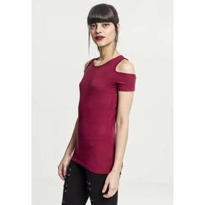 Ladies Cutted Shoulder Tee burgundy