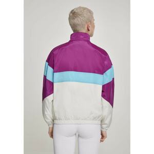 Ladies 3-Tone Stand Up Collar Pull Over Jacket viola/wht/aqua