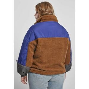 Ladies Sherpa 3-Tone Pull Over Jacket Toffee/bluepurple