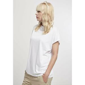 Ladies Oversized Cut On Sleeve Viscose Tee White