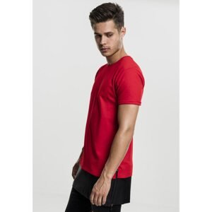 Long Zipped Leather Imitation Bottom Tee red/blk