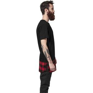 Long Shaped Flanell Bottom Tee blk/blk/red