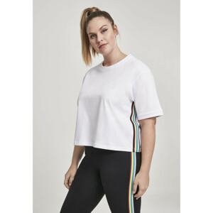 Ladies Multicolor Side Taped Tee white