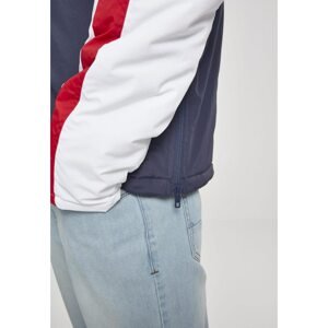 3-Tone Padded Pull Over Hooded Jacket navy/white/fire red