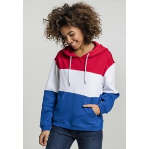 Ladies Oversize 3-Tone Hoody fire red/white/royal