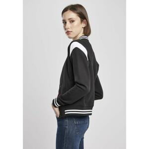 Ladies Organic Inset College Sweat Jacket Black/white