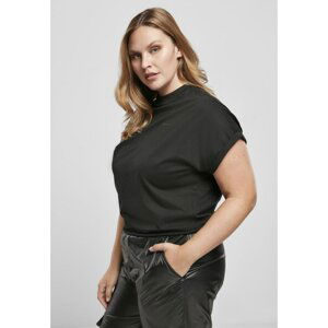 Ladies Short Oversized Cut On Sleeve Tee Black