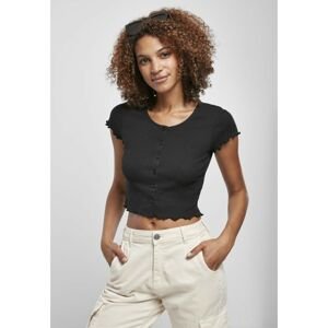 Women's T-shirt with buttons, black