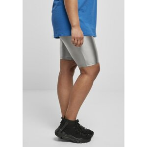 Women's Shiny Metallic High-Waisted Cycling Shorts - Dark Silver