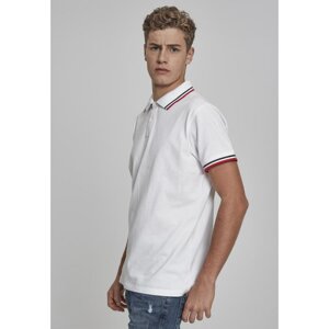 Double Stripe Poloshirt white/navy/fire red