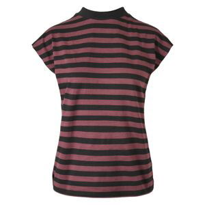 Ladies Y/D Stripe Tee Cherry/blk