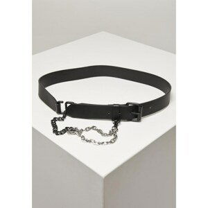 Imitation leather strap with metal chain black