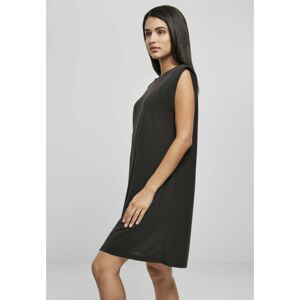 Women's modal tank dress with padded shoulders black