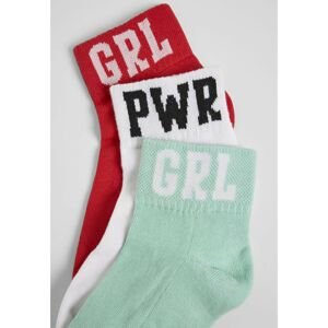 Girl Power Socks 3-Pack Red/white/mint