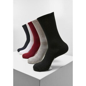5-Pack Sports Logo Socks Black/White/Grey/Burgundy/Navy