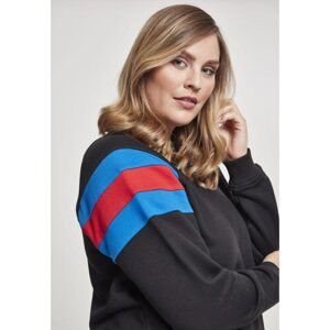 Ladies Sleeve Stripe Crew black/brightblue/firered