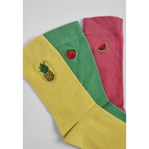 Fun Embroidery Socks 3-Pack Lightyellow/green/pink