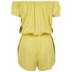 Women's short off-the-shoulder jumpsuit - light yellow