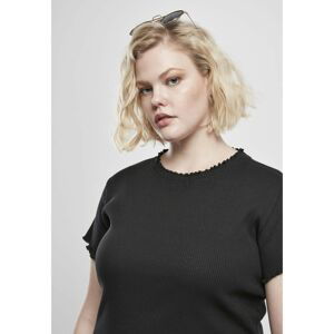 Women's T-shirt with ribbing black