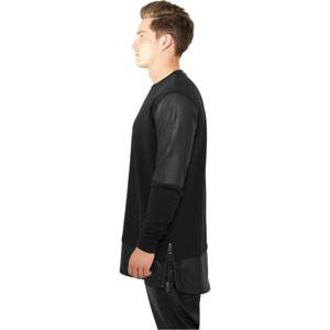 Long Zipped Leather Imitation Crewneck blk/blk