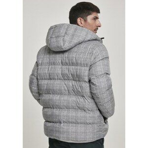 Hooded Check Puffer Jacket white/black